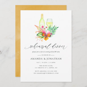 Tropical Summer Wine Tasting Rehearsal Dinner Invitation