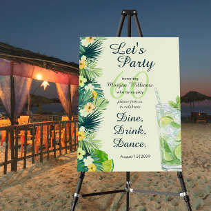 Tropical Summer Yellow Cocktail 60th Birthday Foam Board