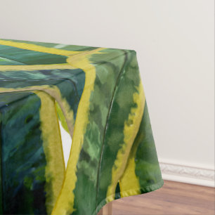 Tropical Summer Yellow Parrot Bird Banana Leaves Tablecloth