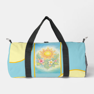 Tropical Sun with Pink Hibiscus and Plumeria Duffle Bag