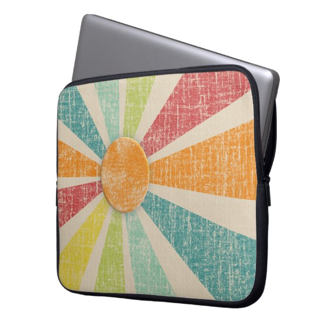Tropical Sunburst Tangerine Distressed Laptop Sleeve (Front Left)