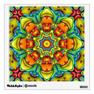 Tropical Sunburst Vintage Fractal Kaleidoscope Wall Decal