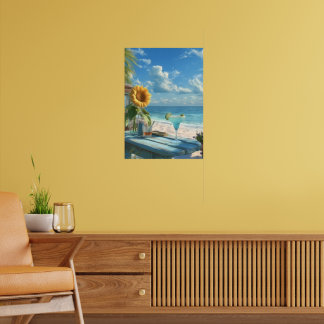 Tropical Sunflower Beach Wall Art | Ocean Print" 
