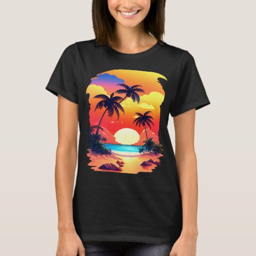 TROPICAL SUNRISE AT THE BEACH _ By Babe Monet Art T_Shirt