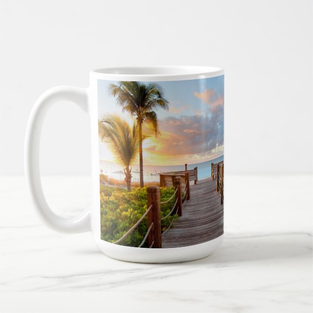 Tropical Sunrise Boardwalk Ceramic Mug 15oz (Left)
