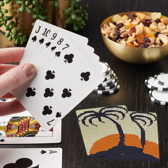 Tropical Sunrise Crochet Print Classic Poker Cards (In Situ)