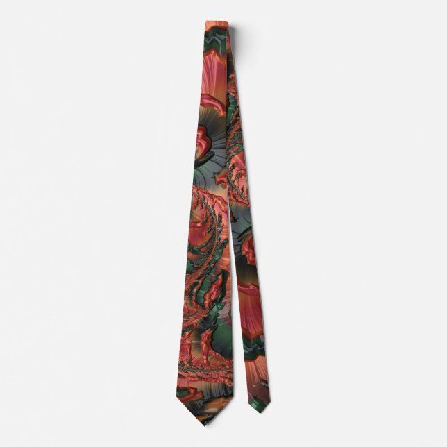 Tropical Sunrise Fractal Abstract Landscape Neck Tie (Front)