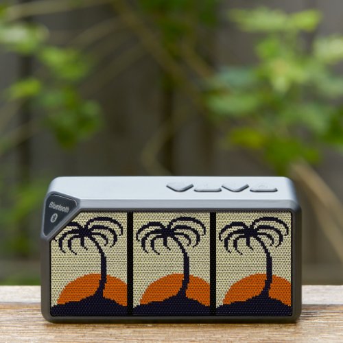 Tropical Sunrise Palm Trees Artisan Crochet Print Bluetooth Speaker