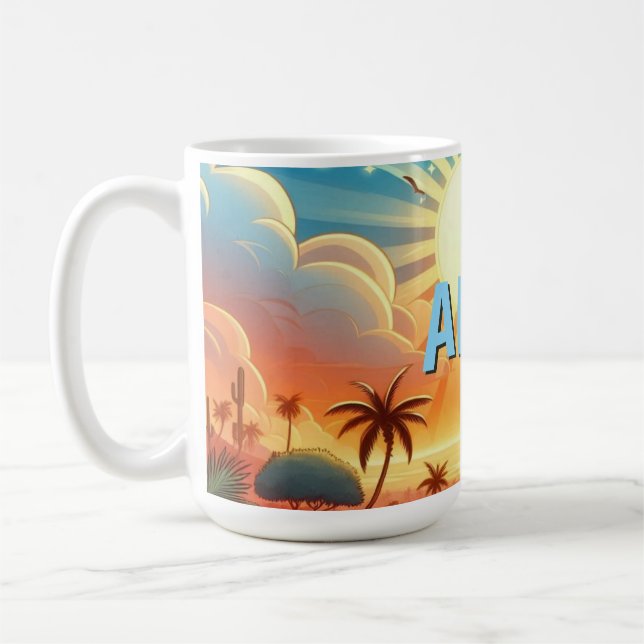 Tropical Sunrise Personalized  Coffee Mug (Left)