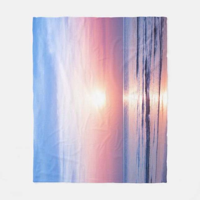 Tropical Sunrise: Sea, Sky, Serenity Fleece Blanket (Front)