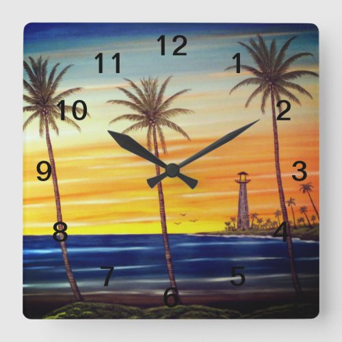 Tropical Sunrise Square Wall Clock