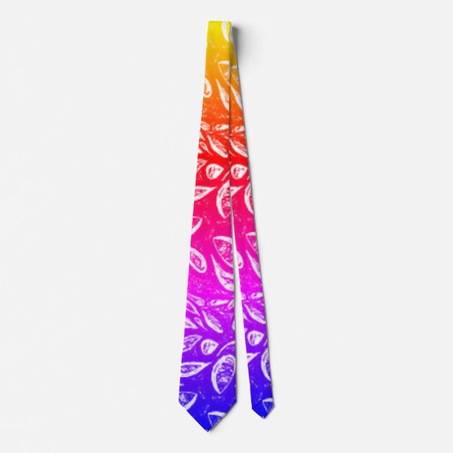 "Tropical Sunrise" Trendy Beach Style Modern Men's Neck Tie (Front)