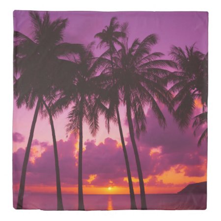 Tropical Sunset 1 (1 Side) Queen Duvet Cover