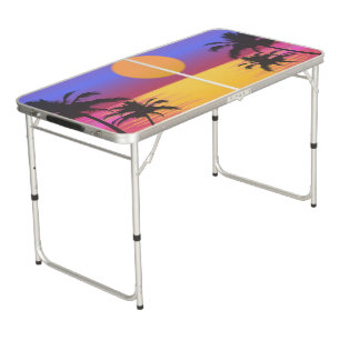 Tropical Sunset and Palm Trees Graphic Beer Pong Table