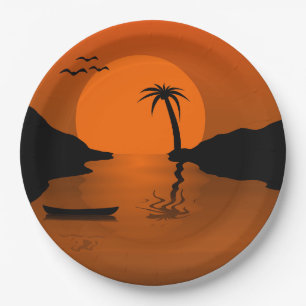 Tropical Sunset Art Paper Plates
