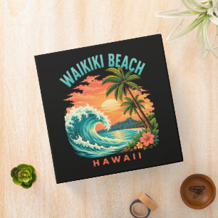 Tropical Sunset at Waikiki Beach Hawaii 3 Ring Binder