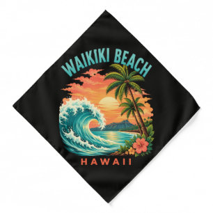 Tropical Sunset at Waikiki Beach Hawaii Bandana