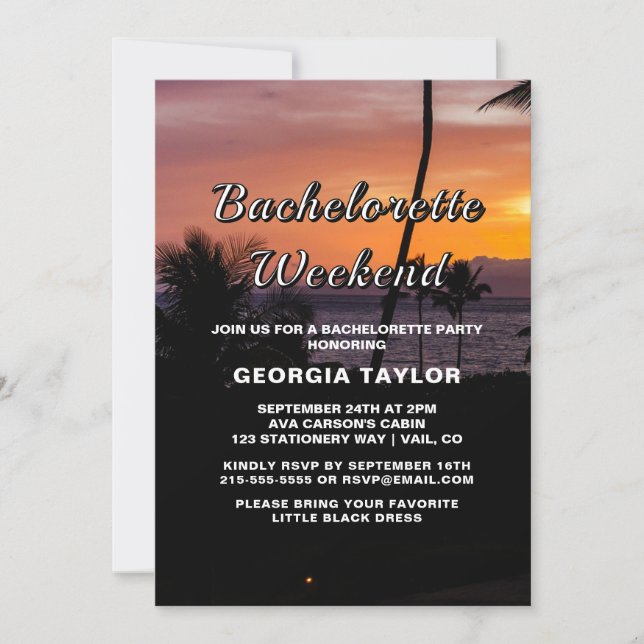 Tropical Sunset Bachelorette Weekend Invitation (Front)