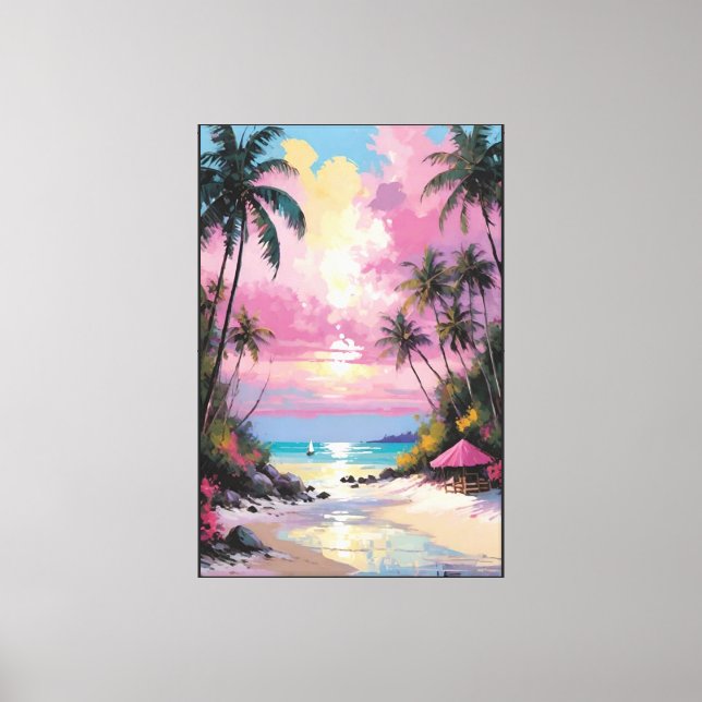 Tropical Sunset Beach Abstract Wall Art (Front)