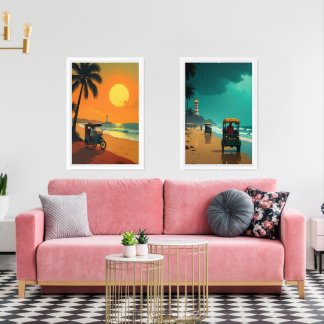 Tropical Sunset Beach Art – Wall print Sets