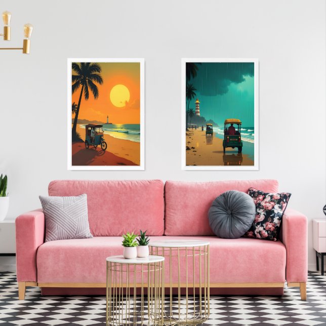 Tropical Sunset Beach Art – Wall print Sets (Livingroom)