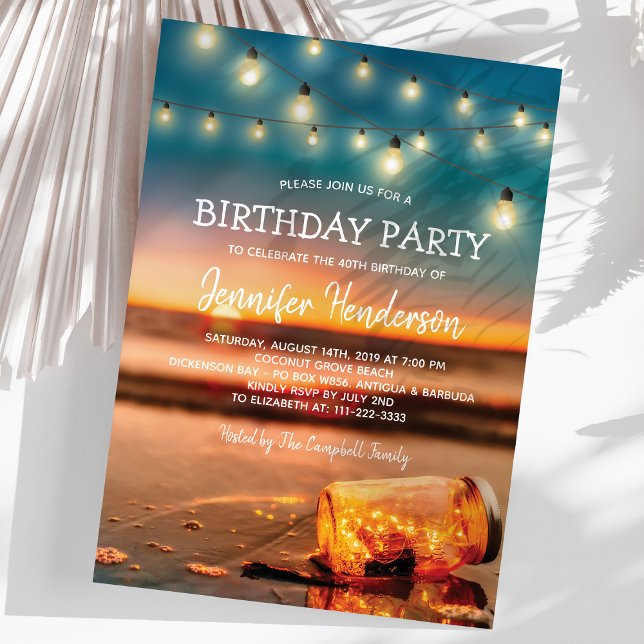 Tropical Sunset Beach Birthday Party Invitation (Creator Uploaded)