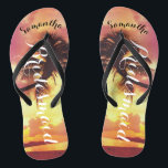 Tropical Sunset Beach Bridesmaid Personalized Flip Flops<br><div class="desc">Beach Wedding Favors Flip Flops - the best favor for your guests!  To change the text,  use the personalize option. For more extensive text changes such as changes to the font,  font color,  or text layout,  choose the customize option.</div>