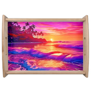 Tropical Sunset: Beach Glow Art Serving Tray