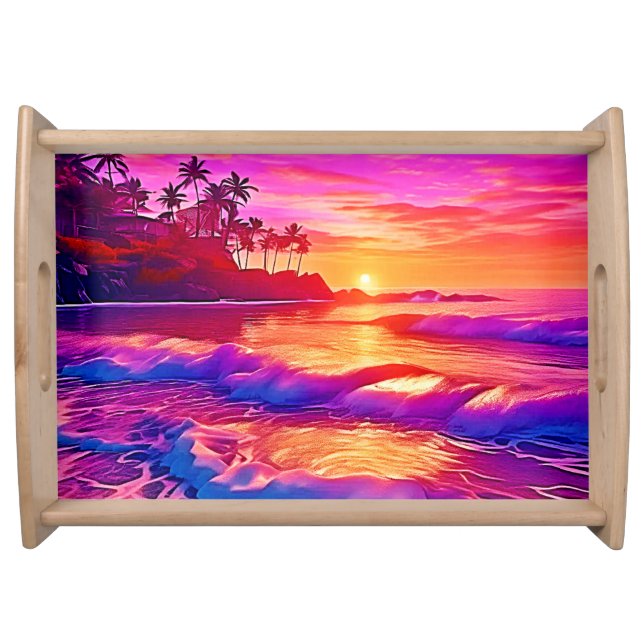 Tropical Sunset: Beach Glow Art Serving Tray (Front)
