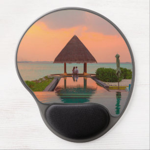 Tropical Sunset Beach Hut Gel Mousepad