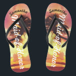 Tropical Sunset Beach Maid of Honor Personalized Flip Flops<br><div class="desc">Beach Wedding Favors Flip Flops - the best favor for your guests! To change the text,  use the personalize option. For more extensive text changes such as changes to the font,  font color,  or text layout,  choose the customize option.</div>