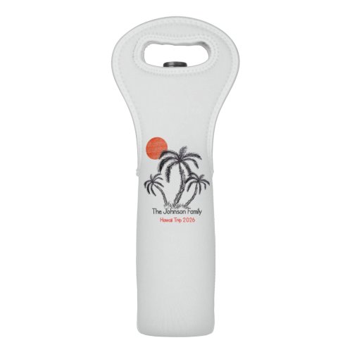 Tropical Sunset Beach Palm Tree Family Vacation Wine Bag