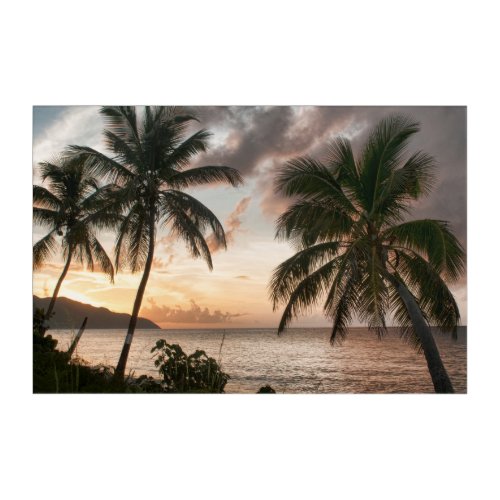 Tropical Sunset Beach Palm Trees Acrylic Print