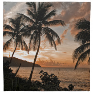 Tropical Sunset Beach Palm Trees Cloth Napkin