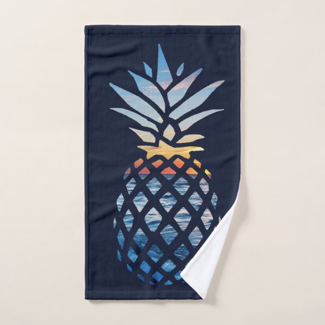 Tropical Sunset Beach Pineapple Hand Towel (Hand Towel)
