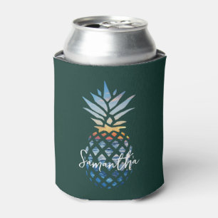 Tropical Sunset Beach Pineapple Personalized Can Cooler