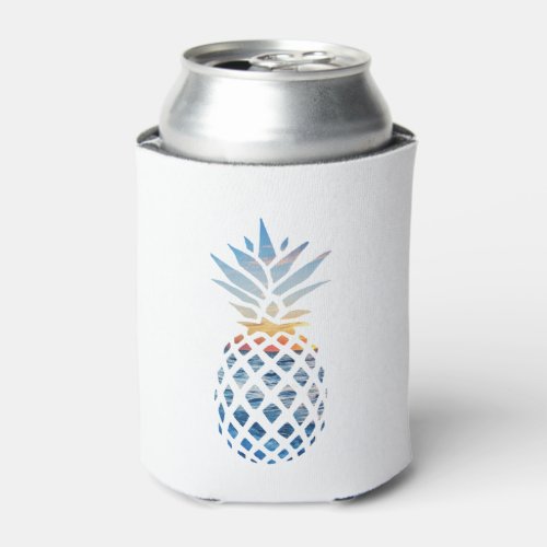 Tropical Sunset Beach Pineapple with Ocean Can Cooler