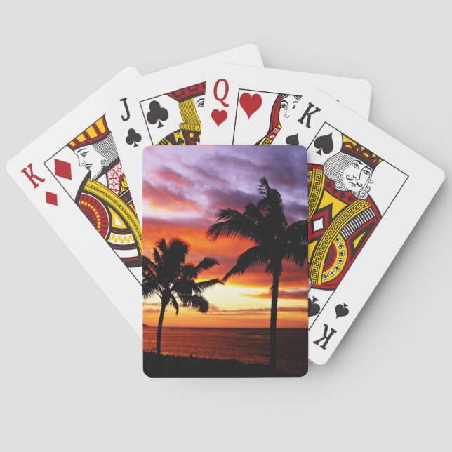 Tropical sunset beach poker cards (Back)