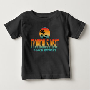 TROPICAL SUNSET BEACH RESORT SUMMER SURFING BABY T-Shirt