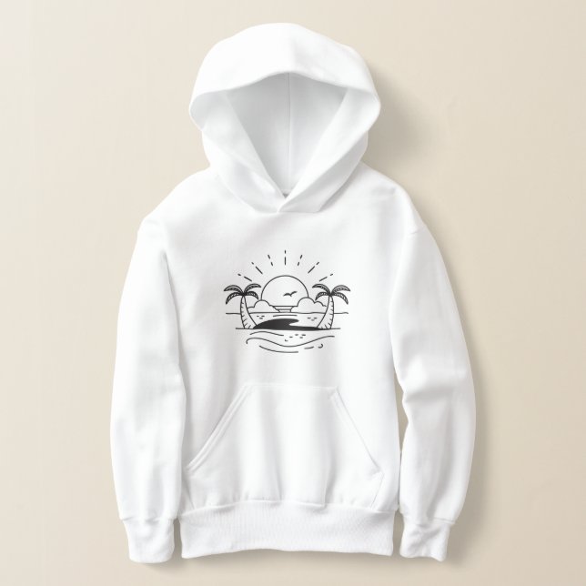 Tropical Sunset Beach Scene - Girls’ Hoodies. Hoodie (Laydown)