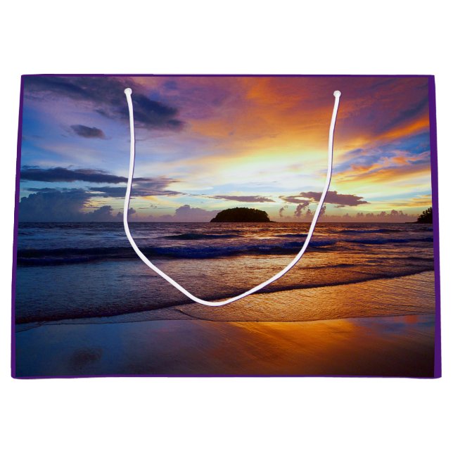 Tropical Sunset Beach Shore Large Gift Bag (Front)