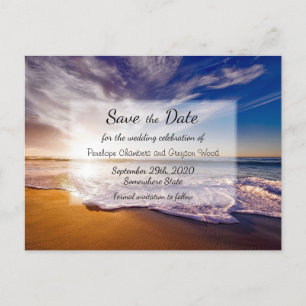 Tropical Sunset Beach Wedding Save the Date Announcement Postcard