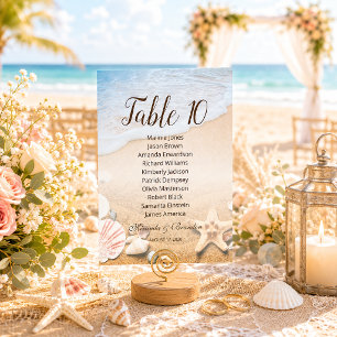 Tropical Sunset Beach Wedding Seating Chart Card