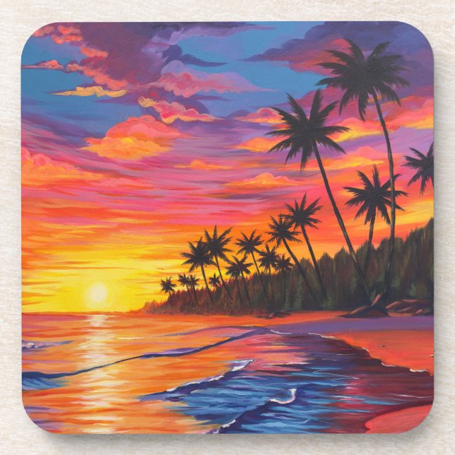 Tropical Sunset Beverage Coaster (Front)