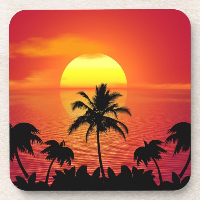 Tropical Sunset Beverage Coaster (Front)