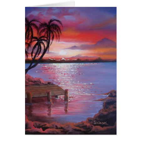 Tropical Sunset - Blank Card