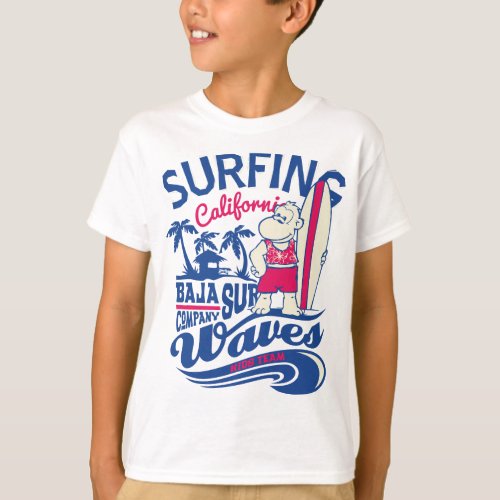 Tropical Sunset Cali Beach Waves Surfing USA T_Shirt