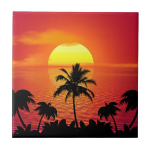 Tropical Sunset Ceramic Tile