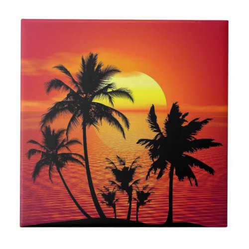 Tropical Sunset Ceramic Tile