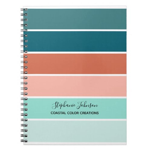 Tropical Sunset Colors Striped Personalized Notebook